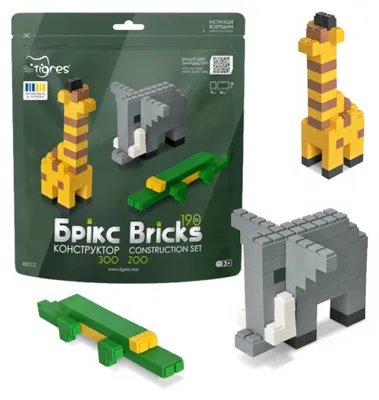 Productafbeelding van Bouwstenen Bricks - Dierenrijk - 190 stuks.