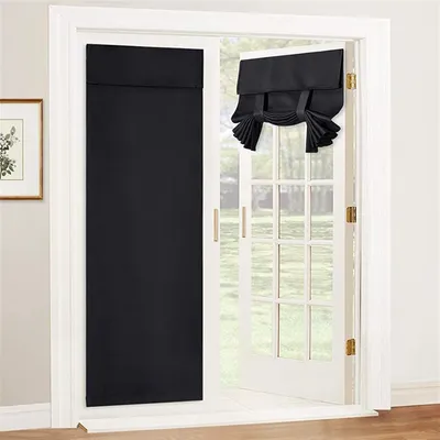 Immagine prodotto di Tenda per porta francese - Tenda perimetrale per porta - Tenda oscurante autoadesiva termica per finestra della porta d'ingresso, con nastro - 1 pannello - Nera