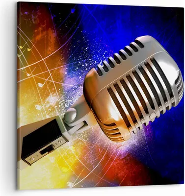 Produktbild von Bild auf Leinwand - Leinwandbild - Mikrofon Musik Sänger - 60x60cm - Wand Bild - Wanddeko - Leinwanddruck - Bilder - Kunstdruck - Wanddekoration - Leinwand bilder - Wandkunst - AC60x60-0450
