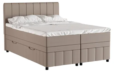 Produktbild von Boxspringbett Doppelbett 140x200, Dunkelbeige, AVALON, mit Bettkästen, mit Matratze, mit Topper, Panda Möbel