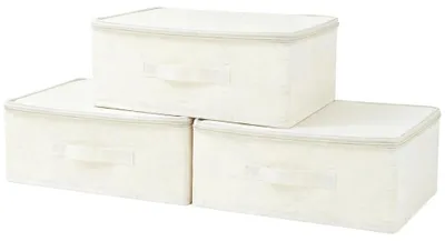 3er-Set Aufbewahrungskuben aus Stoff, faltbar, beige, 38x26x16 cm