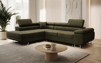 Produktbild von Modernes Ecksofa ASTON mit Schlaffunktion & Bettkasten, Ausziehbare Wohnlandschaft in L-Form, Stauraum, Schlafsofa, Links