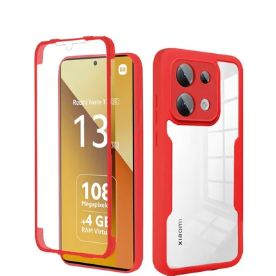 Produktbild von 360° Grad Hülle Xiaomi Redmi Note 13 5G vollschutz Integriertem Displayschutz Rot