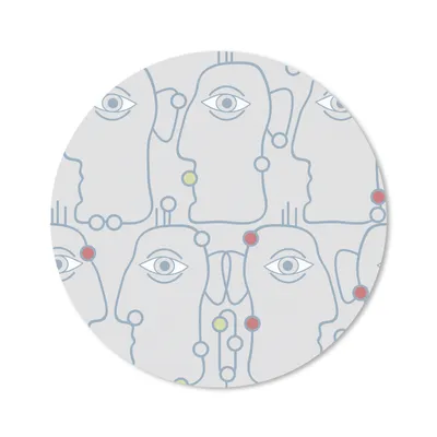 Produktbild von MuchoWow® Mauspad Mousepad Strichzeichnung - Gesicht - Muster 20x20 cm - Mousepads - Maus Mat - Pad - Mausunterlage - Schreibtischmatte
