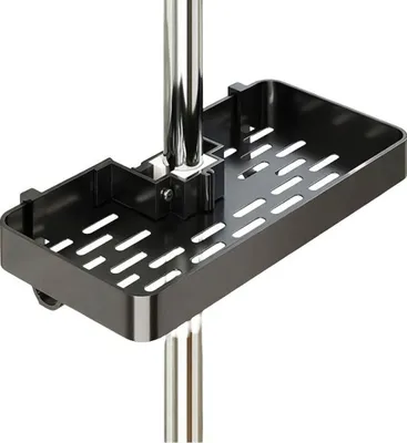Produktbild von Duschablage, ohne Bohren, höhenverstellbar, Duschablage aus Aluminium, rostfrei, stabil und langlebig, ohne Stange, Schwarz