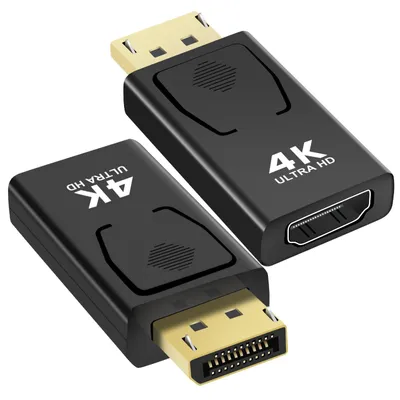 Immagine prodotto di Adattatore DisplayPort 4K a HDMI, confezione da 2 pezzi, connettore maschio DisplayPort e connettore femmina HDMI, unidirezionale