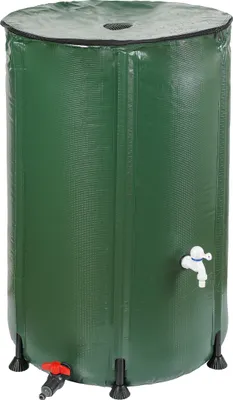 Produktbild von Dehner Regentonne, Regenfass faltbar, Regenwassertank Outdoor, ca. Ø 70 m, Volumen 380 l, inkl. Auslaufhahn, PVC, dunkelgrün