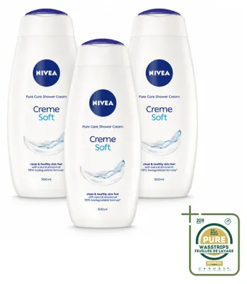 Produktbild von 3 x NIVEA Douchecreme Soft mit Mandelöl - 500 ml - Vorratspackung - 3 Stücke