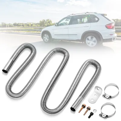 Immagine prodotto di Clanmacy 200cm φ25mm tubo di scarico silenziatore in acciaio inox - set completo per riscaldatore diesel e riscaldatore auto con fascette e silenziatore