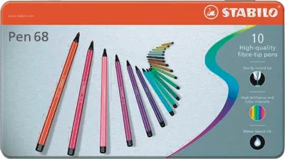Produktbild von Fasermaler pen 68 Metall-Etui mit 10 Stiften Packung mit 5 Stück
