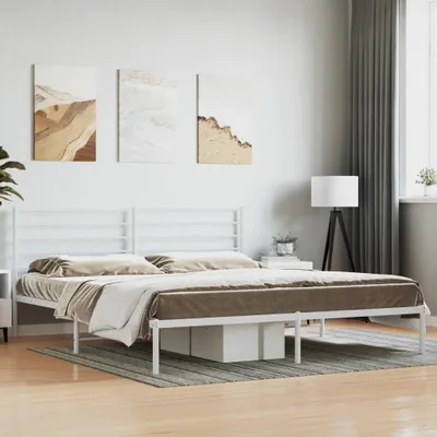 Produktbild von The Living Store Bettgestell mit Kopfteil Metall Weiß 183x213 cm