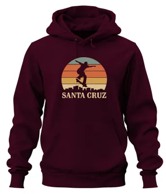Obrázok produktu pre Santa Cruz Skateboard Skater Retro Sunset Vintage Beach Uni mikina s kapucňou, bordová, XL