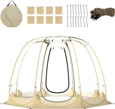 Produktbild von GOPLUS Pop-up Bubble-Zelt, Kuppelzelt aus transparentem PVC mit Tragetasche, wetterfester Unterstand, Campingzelt für 5-6 Personen, 265 x 265 cm