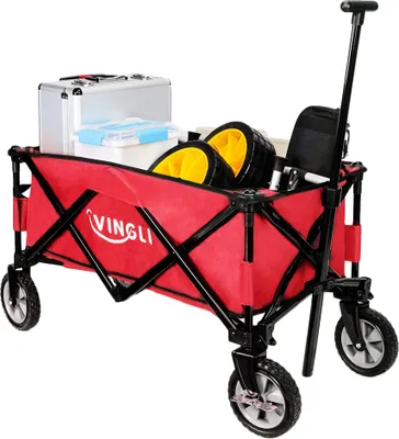 Produktbild von FCH Bollerwagen faltbar Handwagen Transportkarre Gerätewagen | klappbar | Vollgummi-Reifen | bis 100 kg Tragkraft transportwagen Gartenanhänger