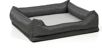 Produktbild von orthopädisches Hundebett mit kuschelig weichem Kaninchen Fellimitat · 100 x 85 cm · daytona grau