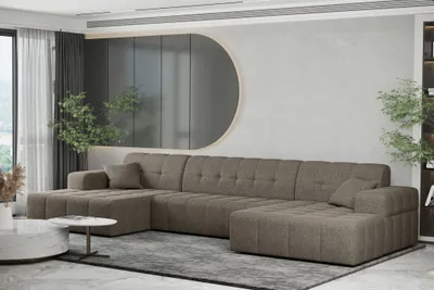 Produktbild von Wohnlandschaft Sofa U-Form NANCY in Stoff Neve Taupe