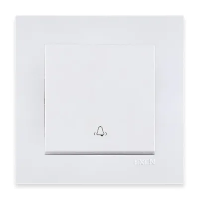 Image de Bouton de sonnette simple blanc avec réverbération + cadre blanc EXEN