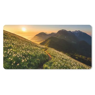 Produktbild von MuchoWow® Mauspad Mousepad Blumen - Sonne - Berge 60x30 cm - Mousepads - Maus Mat - Pad - Mausunterlage - Nachhaltig