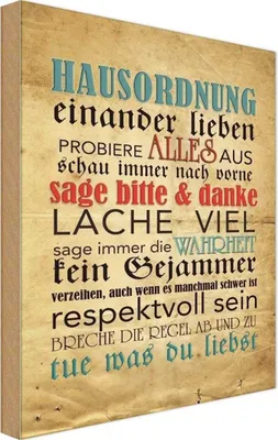Produktbild von vianmo Holzschild 18x12 cm Hausordnung sage bitte danke Warnschild Hinweisschild