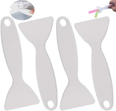 Immagine prodotto di Set multifunzionale di quattro raschietti per il ghiaccio - Raschietto manuale per frigoriferi - Raschietto multifunzionale per il ghiaccio - Raschietto multifunzionale in plastica - Set per sbrinare plastica e finestre