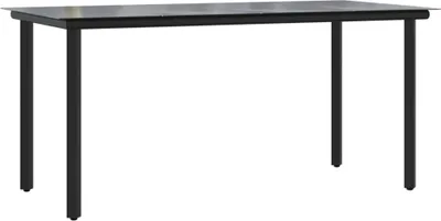 Produktbild von Garten-Esstisch Schwarz 160x80x74 cm Stahl und Hartglas