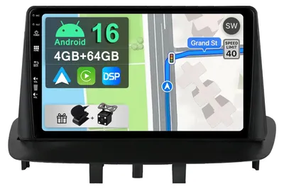Obrázok produktu pre Android autorádio 14 [4 GB + 64 GB] pre Renault Megane 3 (2009-2014) - Bezdrôtové pripojenie CarPlay/Android Auto