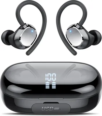 Produktbild von Bluetooth 5.3 mit ENC Mikrofon, 128 Stunden HiFi Stereo In Ear, IPX7 wasserdichte Ohrhörer mit Ohrhaken für iOS Android