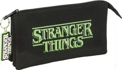 Produktbild von Safta 812584744 Stranger Things Triple Mäppchen Schwarz  Mann Schwarz One Size
