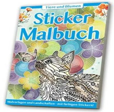 Obrázok produktu pre Sticker Malbuch: Erwachsene  Tiere & Blumen
