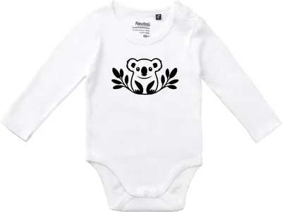 Produktbild von Huuraa Baby Body Koala Silhouette 80 White  Baumwolle Fairtrade Langarmbody Geschenkidee