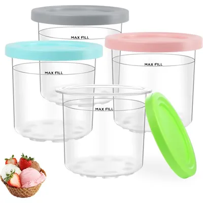 Obrázek produktu pro Nádoby pro stroje Ninja Creamy – sada 4 kusů – nádoby a víčka – určeny pro stroje řady Ninja Creamy NC300EU, NC301 a NC299AMZ – bez BPA – odolné proti vodě
