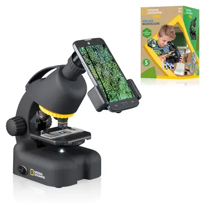 Produktbild von Bresser Optics National Geographic 40-640x, Optisches Mikroskop, Schwarz, 640x, 40x, 160 mm, 220 mm