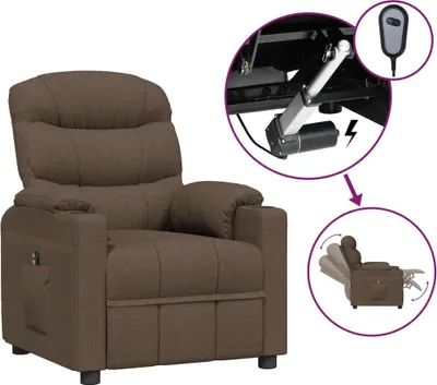 Image de vidaXL Fauteuil relax électrique marron Tissu