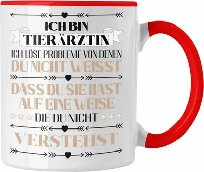 Produktbild von Trendation - Tierärztin Geschenk Lustiger Spruch Geschenkidee Kaffeebecher (Rot)