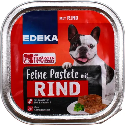 Produktbild von Feine Pastete Hundefutter mit Rind, 20er Pack (20 x 300g Schale)