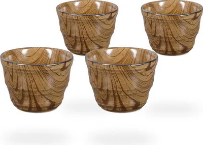 Produktbild von Japanische Teebecher / Teetassen / Teetassen Set / Becher Set / Trinkbecher Holzdesign, 4 Becher je 200ml in braun