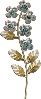 Produktbild von Formano 2er Set Wand-Zweig 3D Blume 45 cm Handbemaltes Metall Wandbild perlmutt