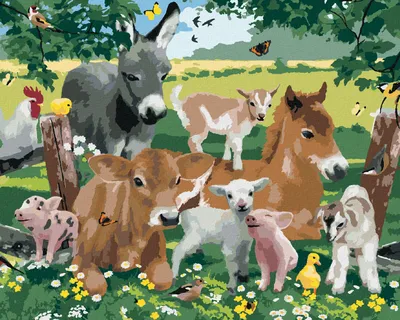 Produktbild von Zuty - Malen nach Zahlen - TIERE AUF DEM BAUERNHOF (HOWARD ROBINSON), 40x50 cm, ohne Keilrahmen