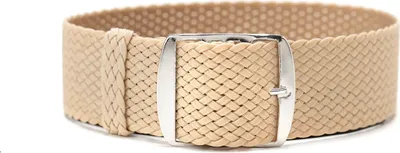 Produktbild von ClassicWatchStraps Perlon Uhrenarmband - Beige, 20 mm, Silber gebürstet