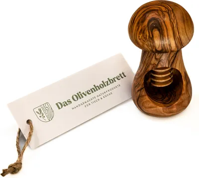 Produktbild von Nussknacker aus Olivenholz mit Schraubgewinde in Pilzform