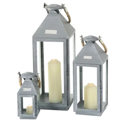 Produktbild von Laterne Hannibal Indoor Eisen grau H24-55 cm indoor 3er Set