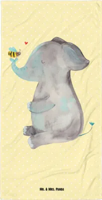 Produktbild von Mr. & Mrs. Panda Badehandtuch Elefant Biene - Gelb Pastell - Geschenk, Handtuch, Liebesspruch, Duschtuch, Strandlaken, Hochzeitsgeschenk, Reisehandtuch, Lustige Sprüche