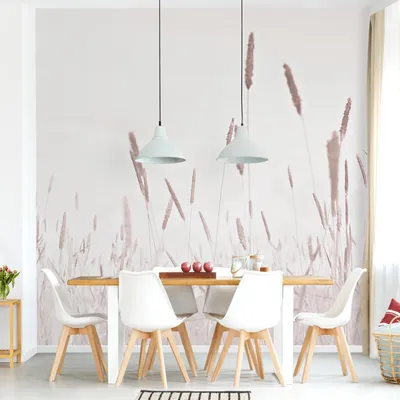 Produktbild von Fototapete Blumen - Vliestapete - Bildtapete UV-beständig Gräser beige Landhaus Wandtapete geruchsfrei