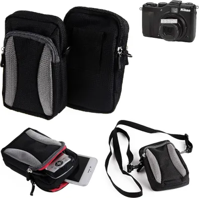 Produktbild von K-S-Trade Fototasche kompatibel mit Nikon Coolpix P7000 Gürtel-Tasche Holster Umhänge Tasche Kameratasche, schwarz-grau Brust-Beutel Brust-Tasche