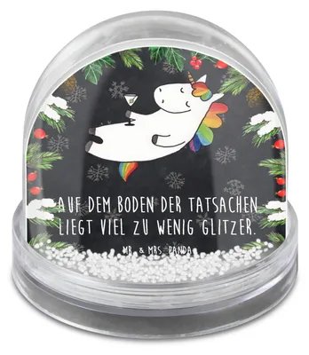 Produktbild von Mr. & Mrs. Panda Schneekugel Weihnachten Einhorn Cocktail - Kreidetafel - Geschenk, Spruch, Weihnachts, Geburtstag, Caipirinha, Einhörner, Unicorn, Spaß, Party