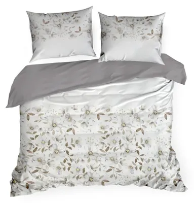 Produktbild von EUROFIRANY | Bettwäsche - Bettbezug Set - 160 x 200 cm - beige - weiß - Bettgarnitur - aus Baumwolle - geblümt