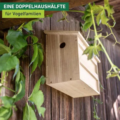 Produktbild von Windhager Nistkasten Twinhouse Doppelhaushälfte für Spatzen, 2 Einfluglöcher, B 38 cm H 26 cm