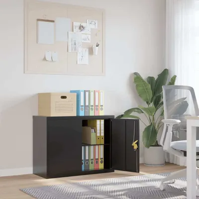 Produktbild von "2026 Promotion" Aktenschrank Schwarz 90x40x70 cm Stahl - Aktenschränke CC20305