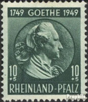 Produktbild von Briefmarken Franz. Zone-Rheinland Pfalz 1949 Mi 46 postfrisch J.W.Goethe