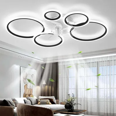 Obrázok produktu pre Stropný ventilátor, priemer 100 cm, čierna farba, s osvetlením – 72W LED, stmívateľný – vhodný do obývačky a spálne